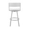 Armen Living Scranton 26" Swivel White Faux Leather and Silver Metal Bar Stool 795044878219 - alternate 5